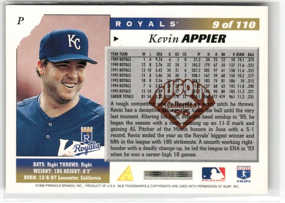 1996 SCORE #9 KEVIN APPIER DUGOUT COLLECTION ARTIST'S PROOFS (SERIES TWO) ROYALS - Image 2 of 2