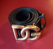 Dolce & Gabbana DG buckle Black Leather Belt size 36 Mens VG condition