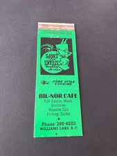 Vintage Canada Matchbook “BIL-NOR CAFE” Williams Lake