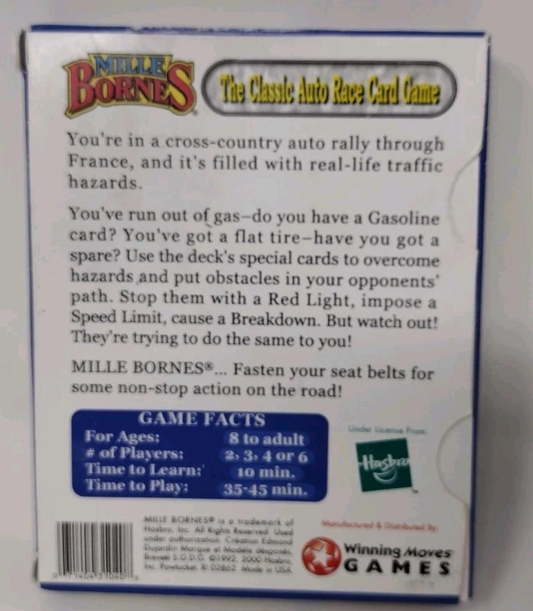 Mille Bornes Classic Auto Race Racing Card Game Winning Moves Hasbro 2000 - Image 2 of 3