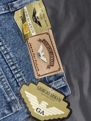 28x35 Vintage 90s Giorgio Armani Jeans Black White Label Eagle