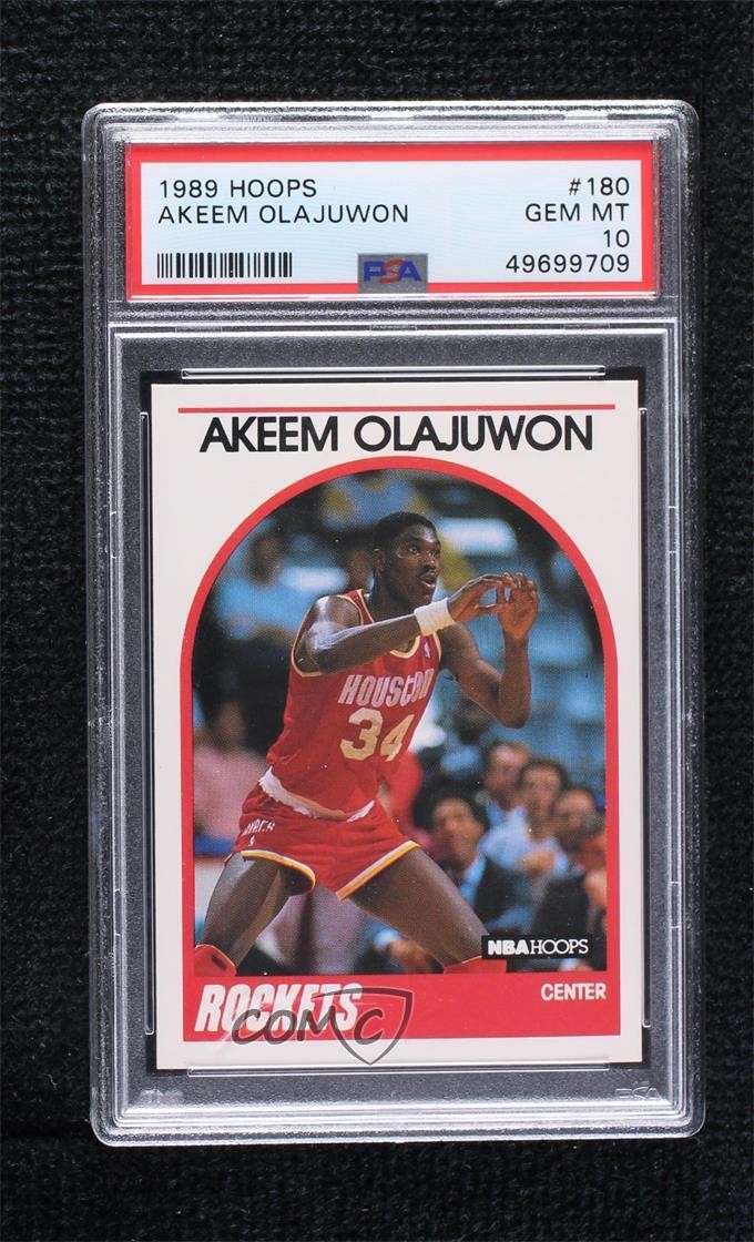 1989-90 NBA Hoops Hakeem Olajuwon #180 PSA 10 GEM MT HOF 6zg
