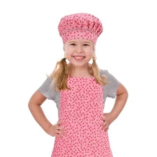 Kids Apron and Chef Hat Set Adjustable Cotton with 2 Pockets for Cooking