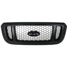 Grille For 2004-2005 Ford Ranger Textured Black Shell w/ Silver Insert Plastic