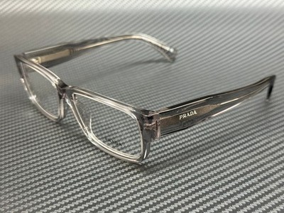 PRADA PR B09V 16Z1O1 Transparent Grey Men's 57 mm Eyeglasses