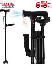 Walking Cane,Folding Cane with Led Light and Alarm,Walking for Black