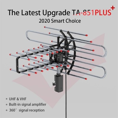 TA-851 Outdoor TV Antenna Motorized Amplified V/UHF HDTV 1080P 4K 360° Rotate