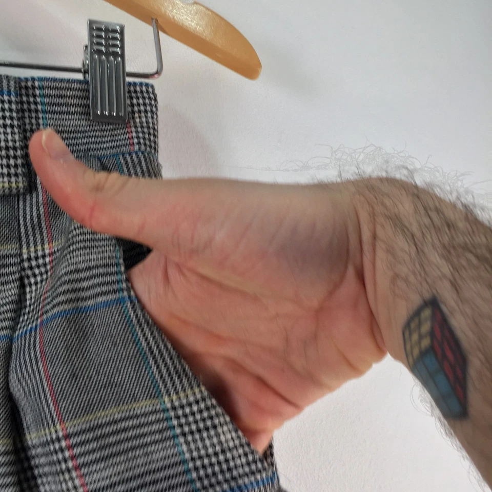 VINTAGE Tail Mujer Culotte Bermuda Pantalones Cortos Talla 10 Gris Cuadros 120627 Foto 3 de 4