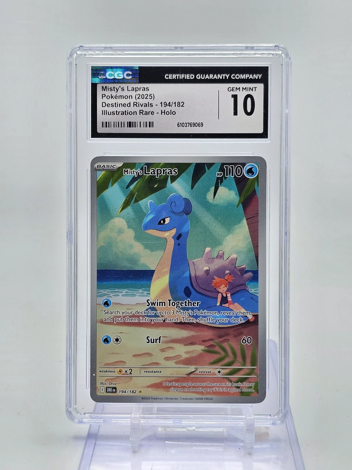 MISTY'S LAPRAS 2025 DESTINED RIVALS #194/182 LLUSTRATION RARE HOLO CGC 10 Q6739