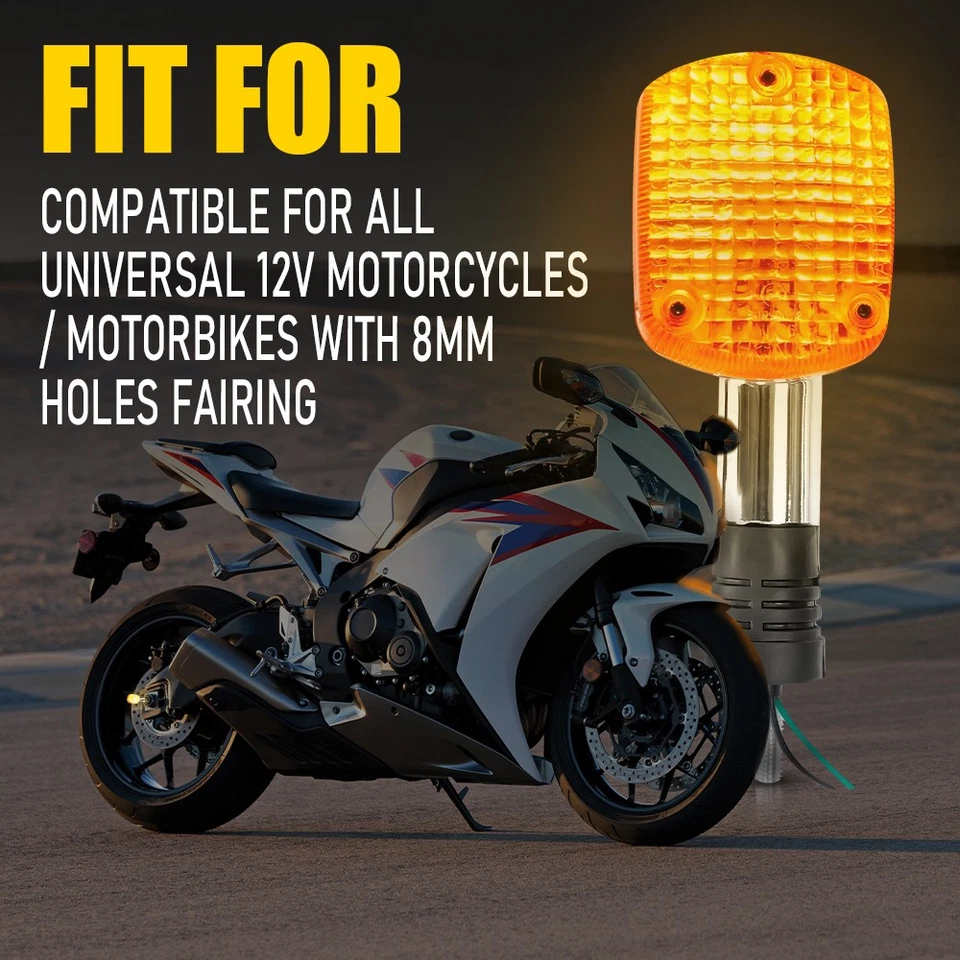 4x Luces Indicadoras LED Ámbar Cromo Trasero Giro Delantero Moto Señal Intermitente Foto 2 de 4