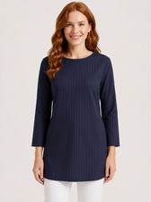Womens Navy Striped Blouse