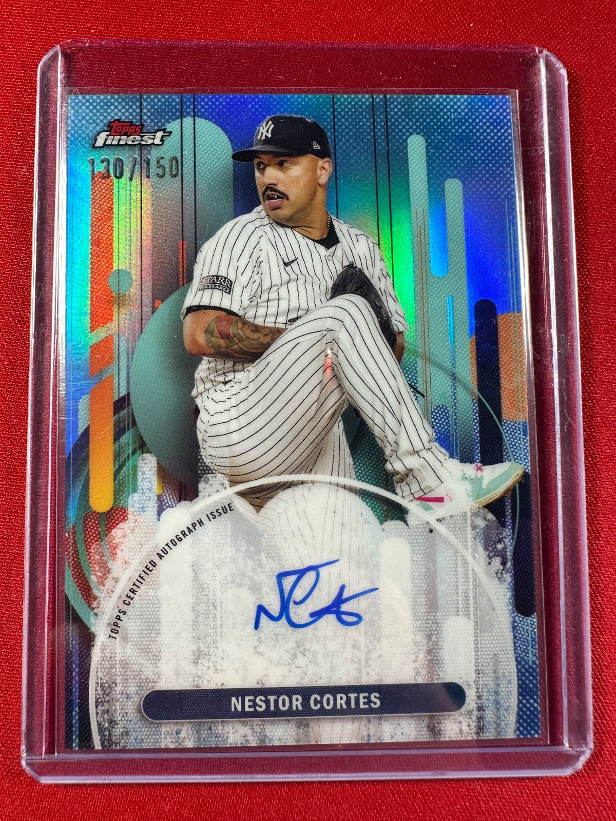 2025 Topps Finest - Finest Autographs Nestor Cortes Sky Blue Refractor /150