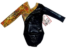 Alpha Factor Leotard Bodysuit Hologram Foil Animal Print New Girl L 8/10 Slim