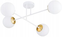 Deckenleuchte Flur 4-Flammig Glas Weiß Gold E27 B:70 Cm Deckenlampe Wohnzimmer