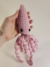 Handmade Crochet Plush Stuffed Animal Squid  11in tall squid amigurumi plushie