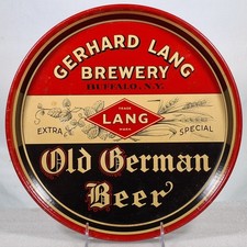Scarce Old German Beer Tin Serving Tray Gerhard Lang Brewery Buffalo NY Clean