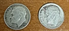Two Roosevelt Dimes 1959-P & D 90% Silver-FREE SHIP!