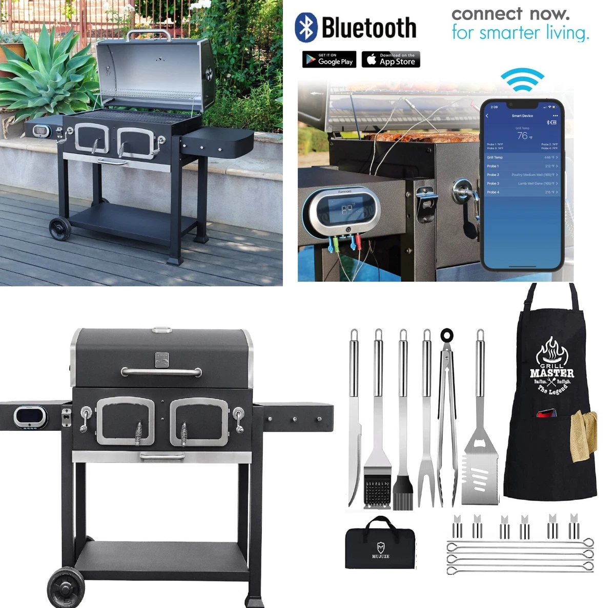 Kenmore 32Inch Smart Charcoal Grill, 45 OFF