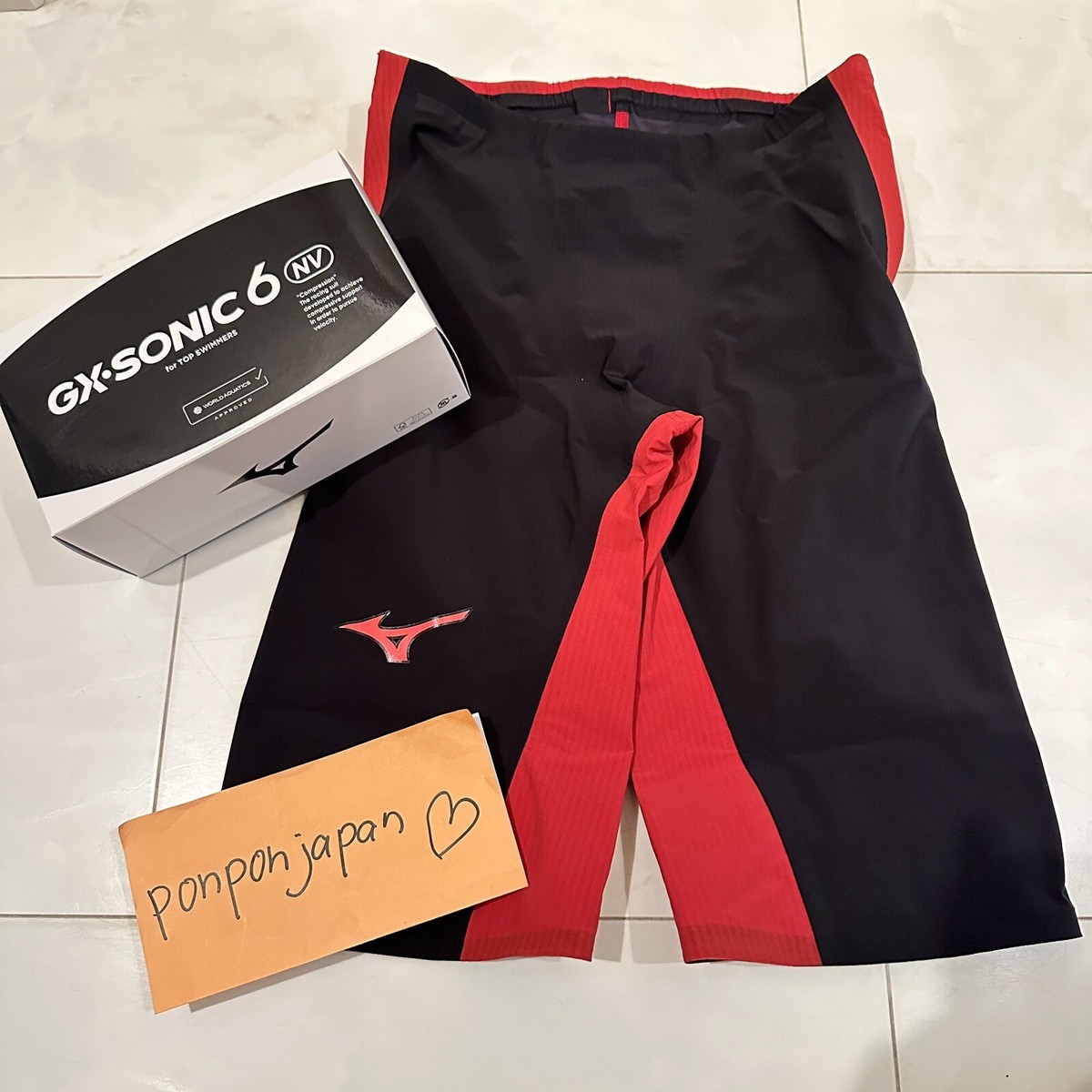 MIZUNO Swimsuit Men GX SONIC 6 NV N2MBA501 96 Black Red All sizes 