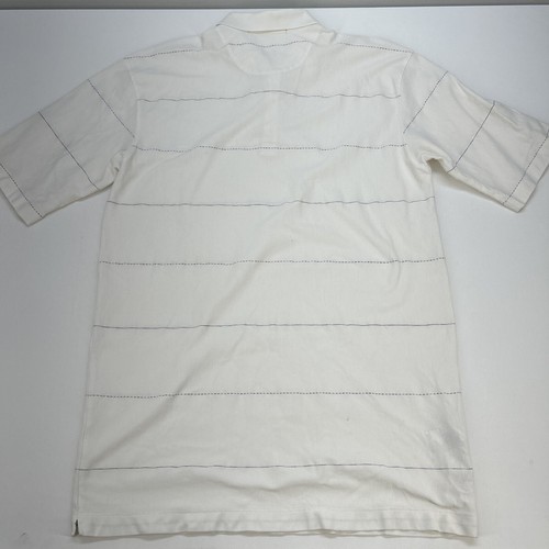 Tiger Woods 3 Button Short Sleeve Cotton Polo Shirt Men L White Lavendar Stripe - Picture 3 of 12