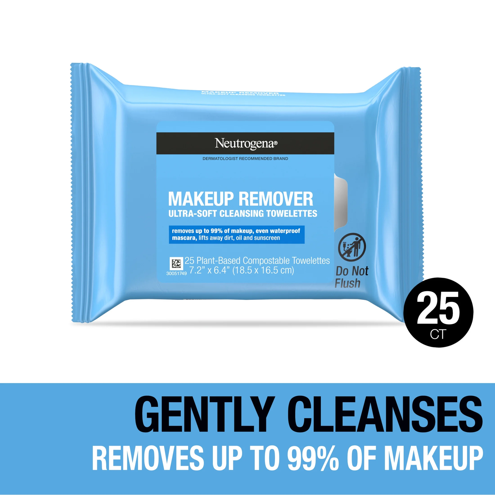 Gentle Makeup Remover Wipes & Cleansing Towelettes 25 Count-image