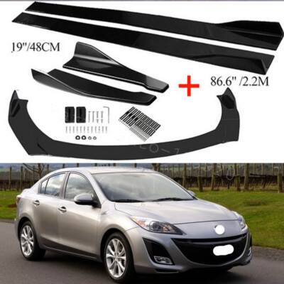 For Mazda 3 Hatchback Front Bumper Lip Spoiler Kit +86.6'' Car Side Skirt