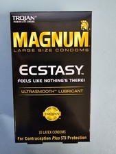Trojan Magnum Ecstasy Ultrasmooth Lubricant Large Size Condoms - 10 ct