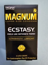 3 PACK Trojan Magnum Ecstasy Ultrasmooth Lubricant Large Size Condoms - 10 ct