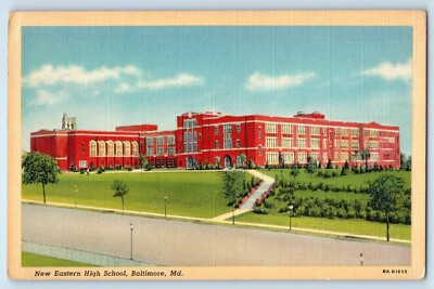 c1940 Baltimore Maryland MD Vintage Postcard New Eastern High School Building