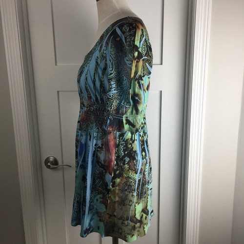 One World Live and Let Live Gr. M blau Tunika Boho Shirt U-Ausschnitt Oberteil Damen - Bild 6 von 12