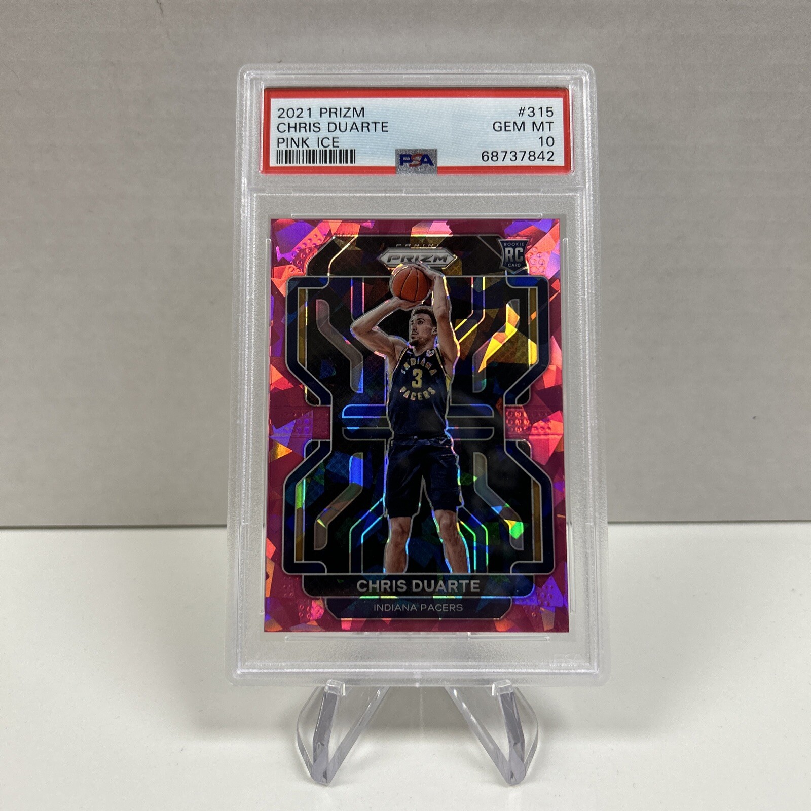 2021 Panini Prizm Chris Duarte Pink Ice RC #315 PSA 10 Pacers