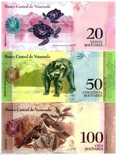 VENEZUELA 2 5 10 20 50 100 BOLIVARES 2007-2015 x 1 Full Set of 6 ANIMAL UNC NOTE