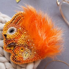 Squirrel Bead Embroidery Kit DIY Handmade Brooch Jewelry Making Set