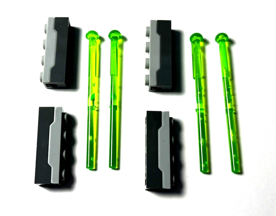 LEGO 4x Projectile Launcher 1x4 Spring Shooter Light Blu Gry Top & green missile - Image 3 of 3