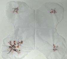 Bread Basket Liner Handmade Scalloped Edge Embroidered Pinks