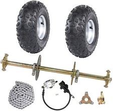 32" Go Kart Rear Axle Kit 6" Tires Wheel 3 Stud Hub Sprocket For ATV Quad Trike