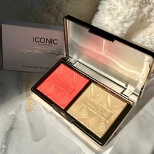 Iconic London Silk Glow Duo Sheer Blush & Highlighter CORAL GLOW New In Box