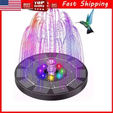 Solar Fountain Pump Bird Bath Solar Power Glass Panel 6 LED Light for Pond Decor