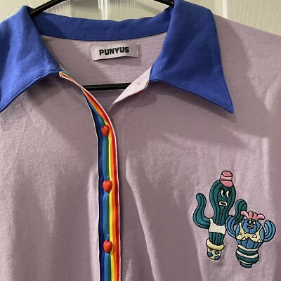 PUNYUSTシャツ Punyus Japan Big Polo Shirt size 3X Lavendar Embroidered