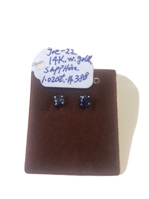 1.02ct natural Oval Sapphire 14 K. W. Gold thread post earrings.