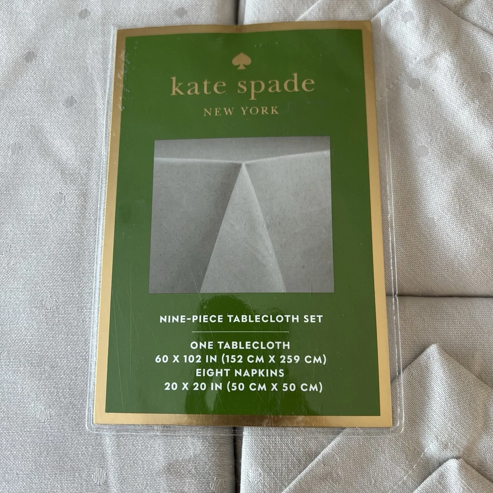 Kate Spade New York, 9 Piece Larabee Dot Napkin Tablecloth Set Beige - Image 2 of 4