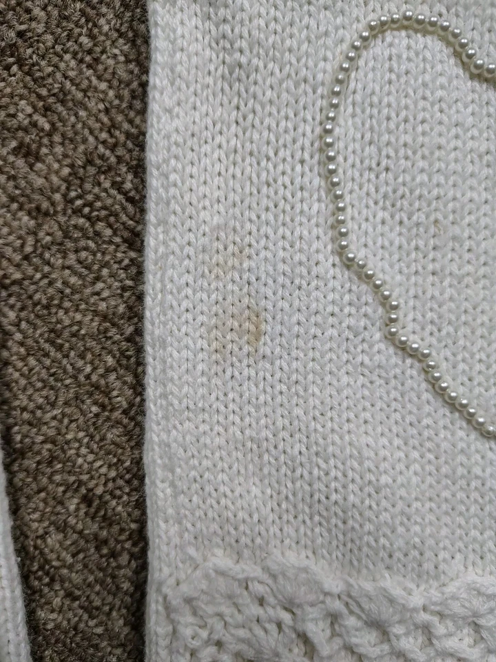 Suéter DE COLECCIÓN DANA SCOTT Mujer L Blanco Crochet Tejido Cuentas Pullover Boho Retro Foto 3 de 4