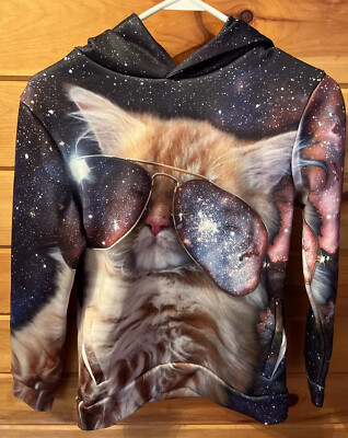 kids medium cat hooded sweatshirt EUC
