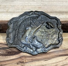 Vintage Brass Bigmouth Bass Brass Belt Buckle 3257