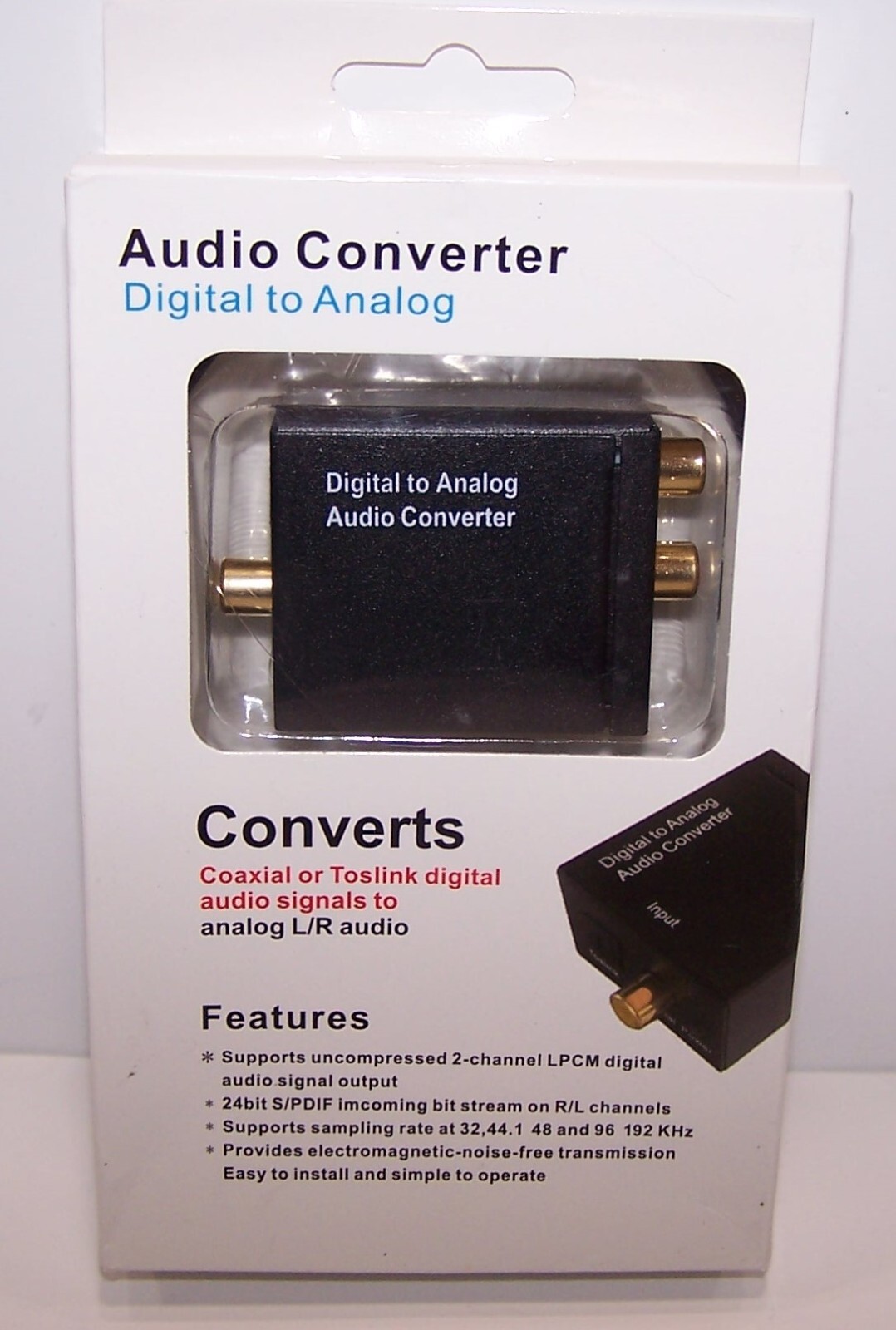 Digital Optical Coax to Analog RCA Audio Converter Adapter