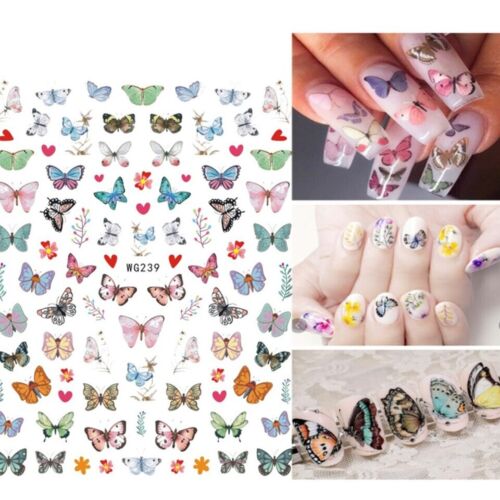 Nail Art Stickers Transfers Decals Spring Summer Butterflies Butterfly (WG239) - Picture 1 of 1