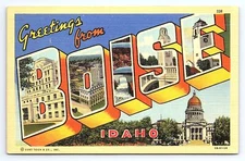 Postcard Greetings From Boise Idaho Large Letter Curt Teich