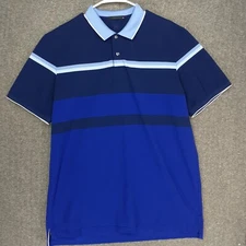 Greyson Golf Polo Shirt Men XL Blue stripe Short Sleeve Stretch Preppy