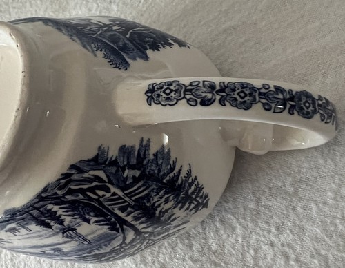 Vnt Liberty Blue Staffordshire Ironstone Gravy Boat “Layfayette landing at WP” - Picture 7 of 11