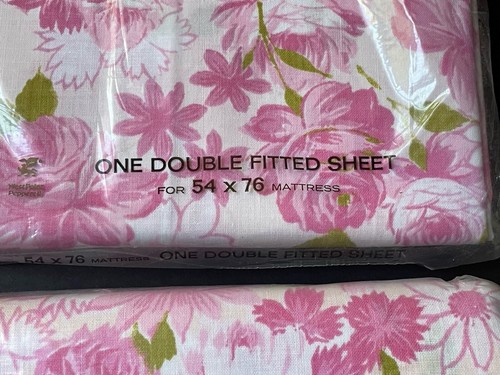 NEW! Double FITTED FLAT SHEET Pair PILLOWCASES *Lady Pepperell Vintage FLOWERS - Picture 5 of 10